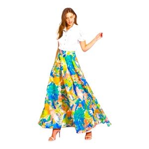 Flying Tomato Multicolor Floral Maxi Skirt - Blue, Green, Yellow, Orange